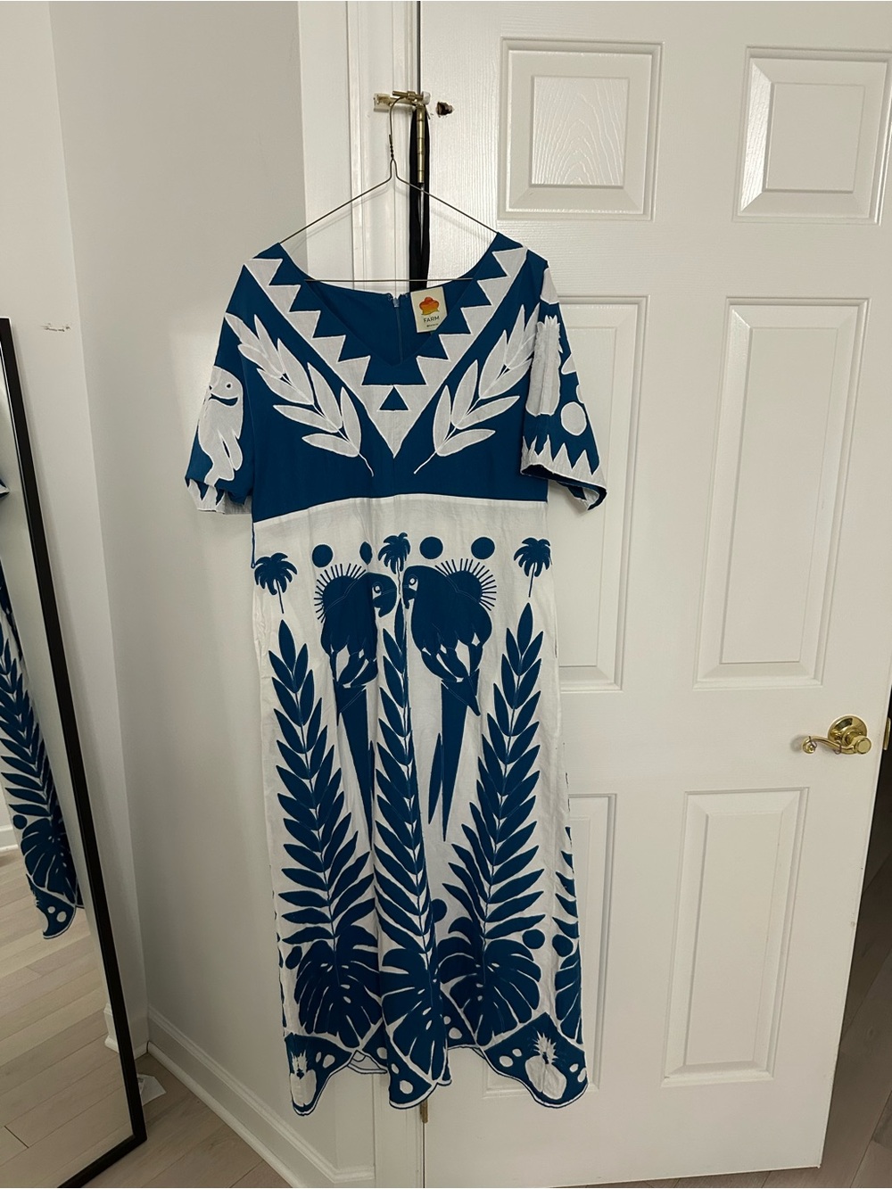 FARM Rio Blue and White Botanical Parrot Maxi Skirt - Picture 2 of 5